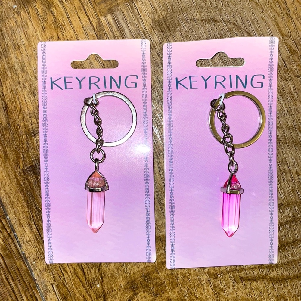 NWT 2 Silver Keychains With Gorgeous Crystals